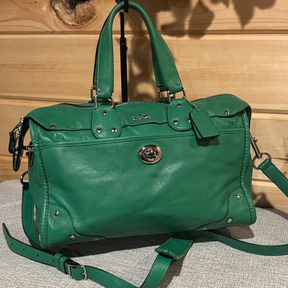 Coach Handbags - Coach 33689 Green Genuine Leather Rhyder Satchel Shoulder Bag Purse
